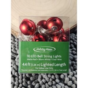 Holiday Home LED‎ Red Bell String Lights For Indoor Use Only ~NEW~RARE
